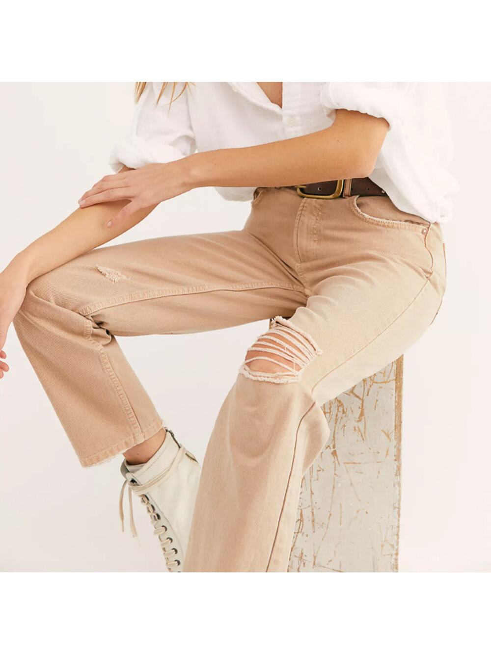 Free People Dakota Straight-Leg Jeans 27 Cafe Au Lait